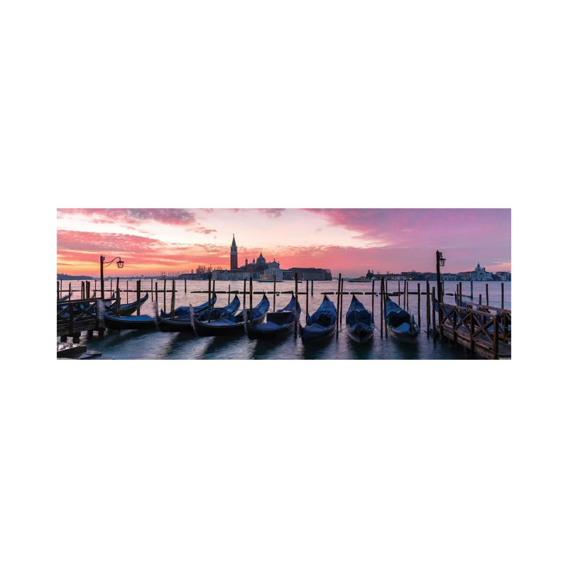 Gondolas, Venice by Matteo Colombo - Wrapped Canvas Panoramic Print, 30.48 cm H x 91.44 cm W x 3.175 cm D