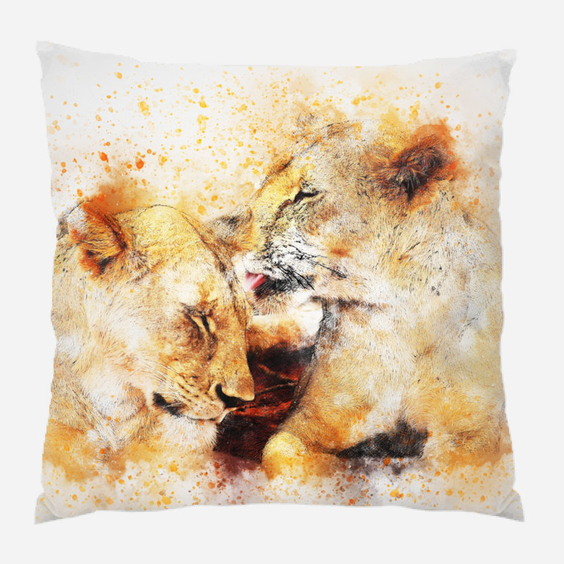 Coussin lion Wrenly, Microsuède, Intérieur