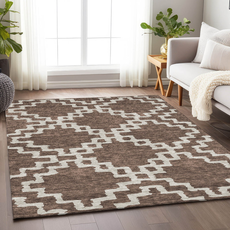 Maliana Washable Geometric Indoor / Outdoor Rug, Rectangle 3' x 5'