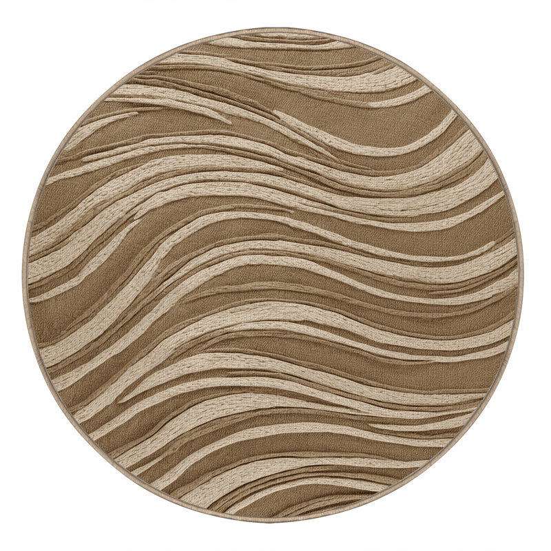 Tapis beige lavable à la machine, Rond 6 pi
