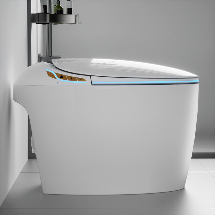 Smart Toilet with Bidet Built In, Intelligent One Piece Toilet , Auto Open/Close Seat Foot Sensor