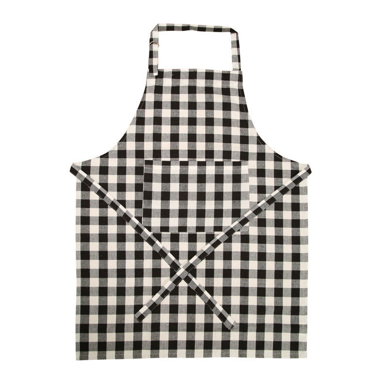 Dorine Plaid Cotton Bib Apron, Black/White