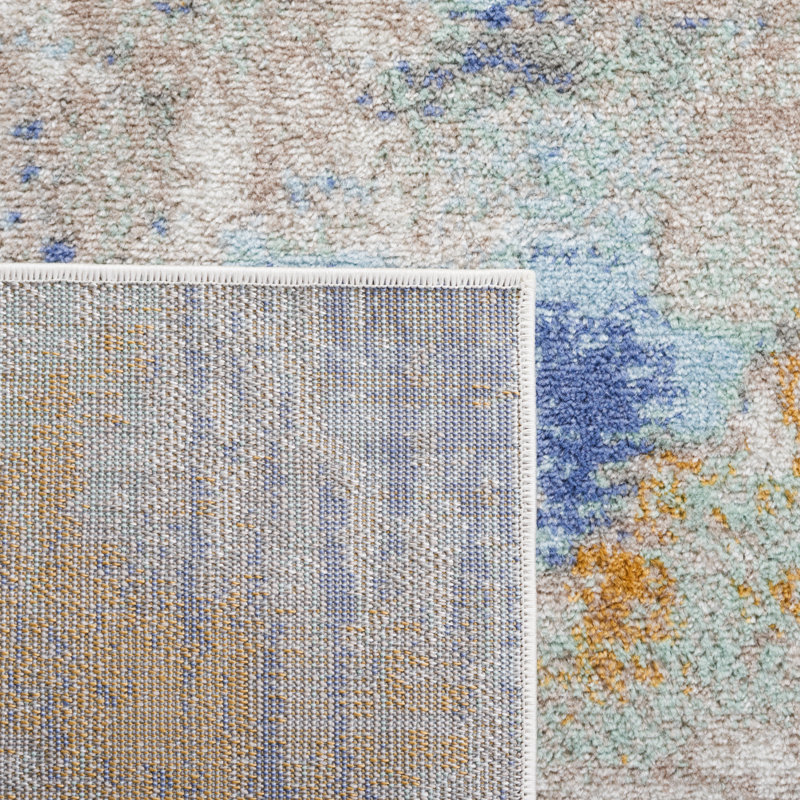 Tapis Strasser 504 en beige / bleu-vert, Rectangle 9 pi x 12 pi
