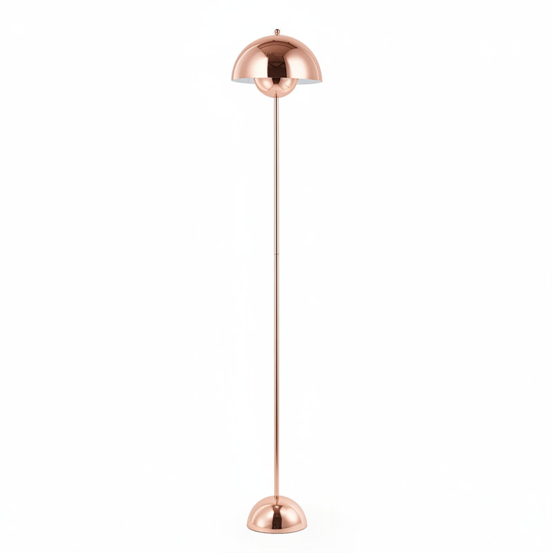 Modern Dome Floor Lamp with Indirect Light, Slim Metal Pole & Foot Switch – 65" Tall Standing Lamp for Living Room, Bedroom, Office – E26 Socket