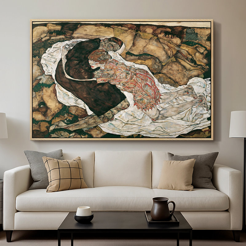 La mort et la jeune fille, 1915 - Egon Schiele, toile tendue avec châssis, 26 x 40, Naturel