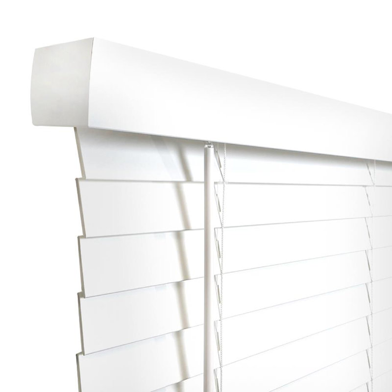 2-inch Room Darkening Slat Cordless Faux Wood Horizontal/Venetian Blind in Smooth White Finish, 21.5"W x 64"L