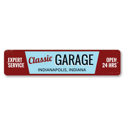 Classic Garage City State Custom Aluminum Sign