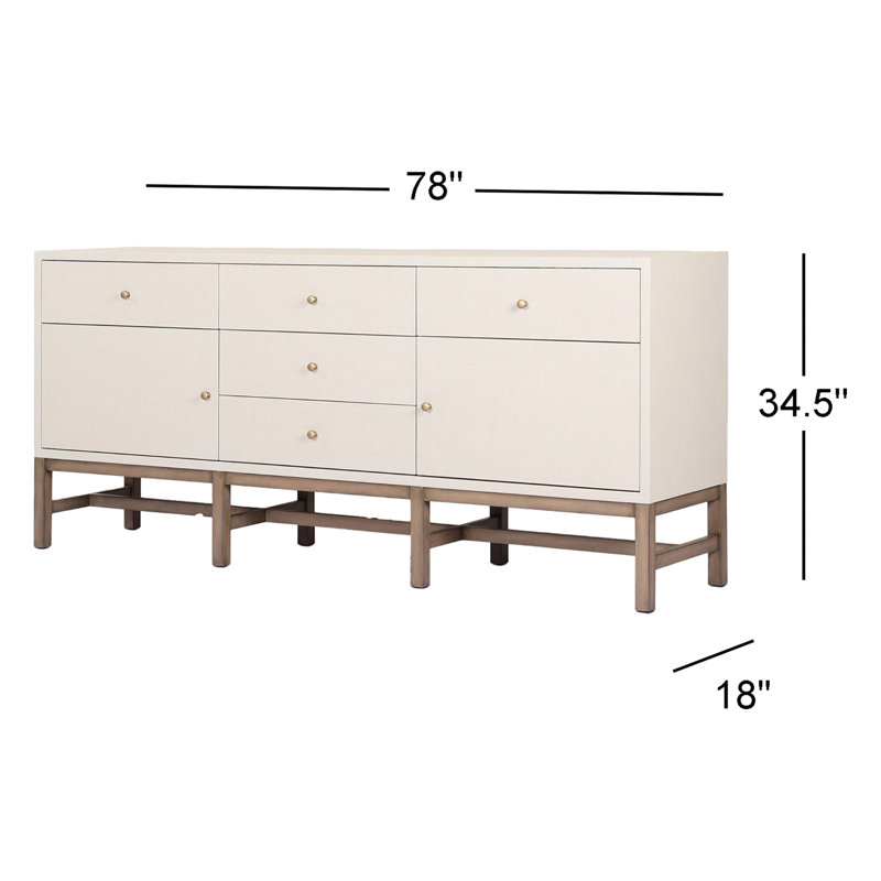 Fiona 78" Sideboard, Ivory Painted Raffia
