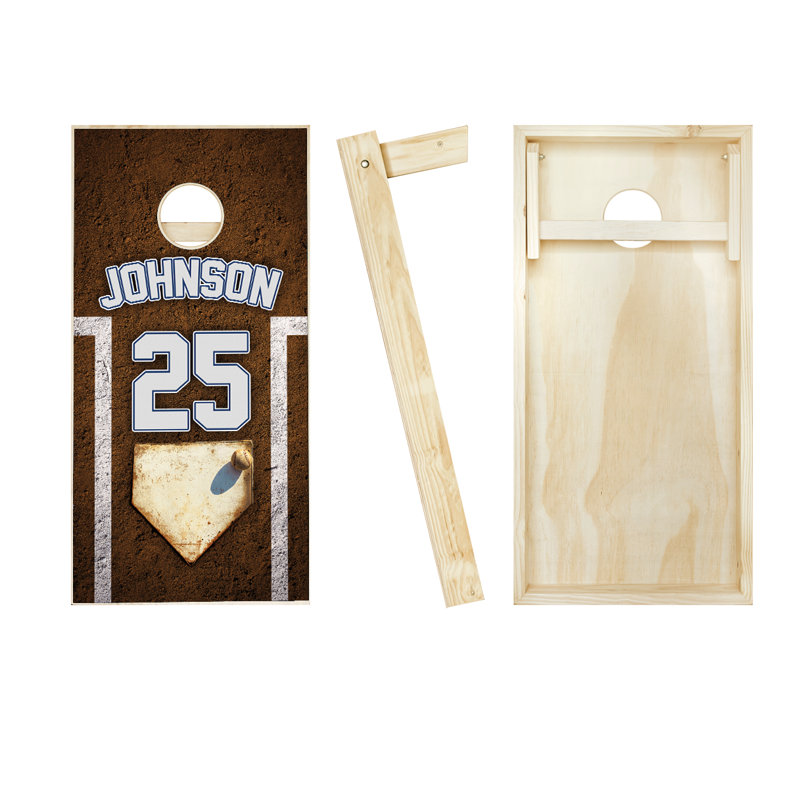 Ensemble de jeu de cornhole en bois massif 2 pi x 4 pi avec sacs, Rouge / noir, Oui