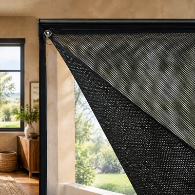 Store transparent transparent de l 39 po x L 63 po avec installation sans perceuse et ventouses transparentes; La conception filtrant la lumière réduit l'éblouissement pour les fenêtres du salon et de la chambre à coucher.