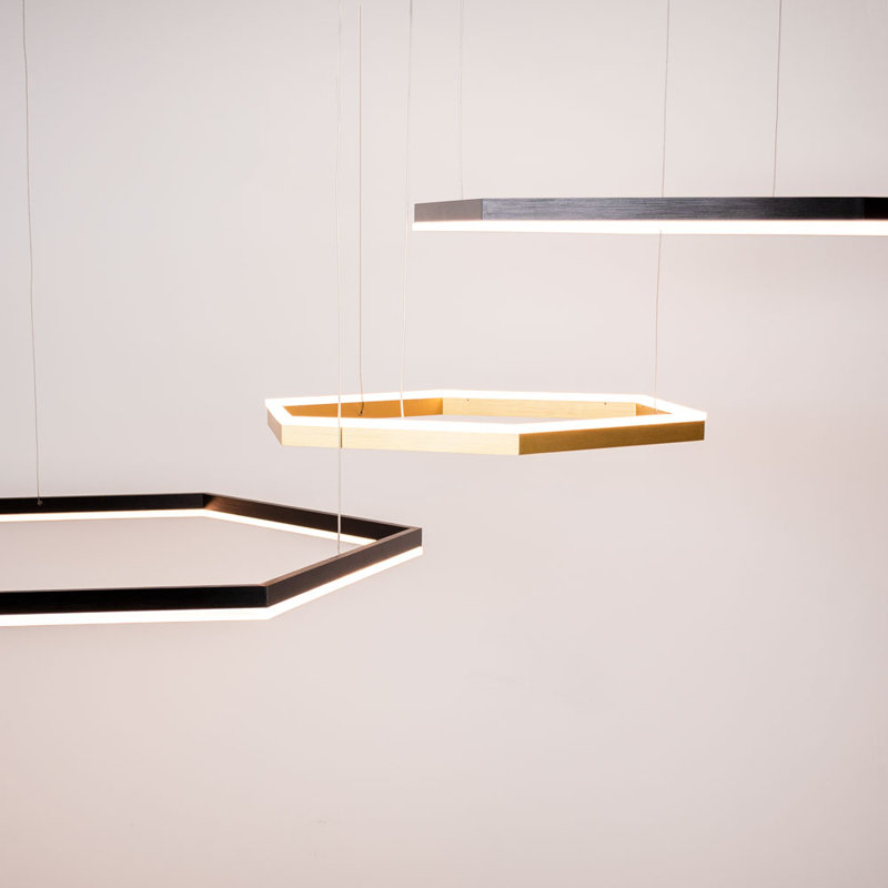 Hexa Ø 60cm LED pendant lamp direct or indirect, Gold