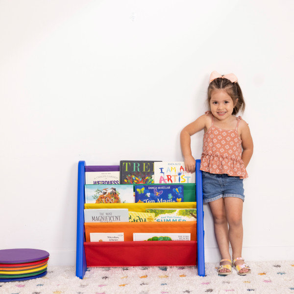Primary Multicolor Canvas and Plastic Kids Bookcase
