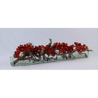 Driftwood Cymbidium Orchids Centerpiece in Glass Planter