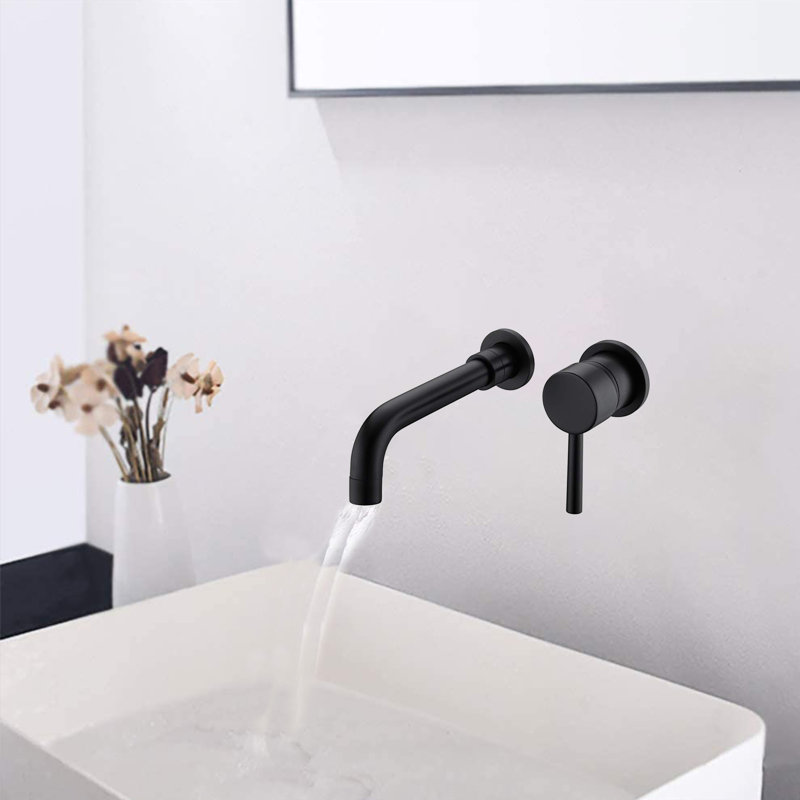 Robinet de salle de bain mural, Noir mat