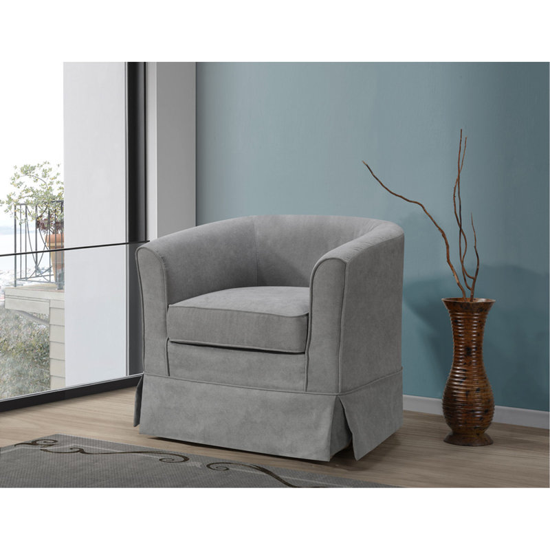 Ailen Swivel Barrel Chair, Light Gray Fabric