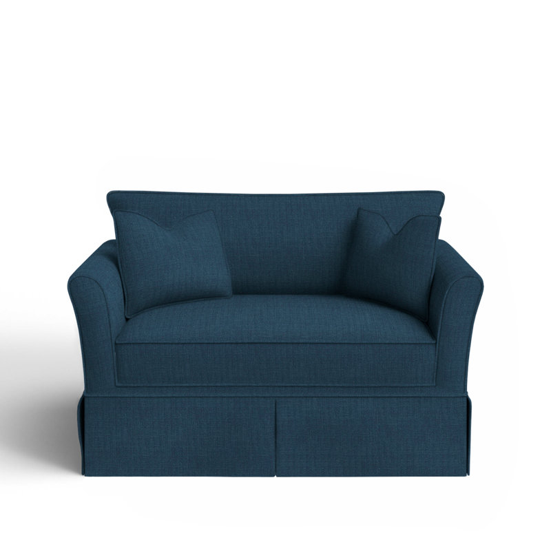 Chaise et demi rembourrée Shelby, Tissage de turbo bleu marine Turbo