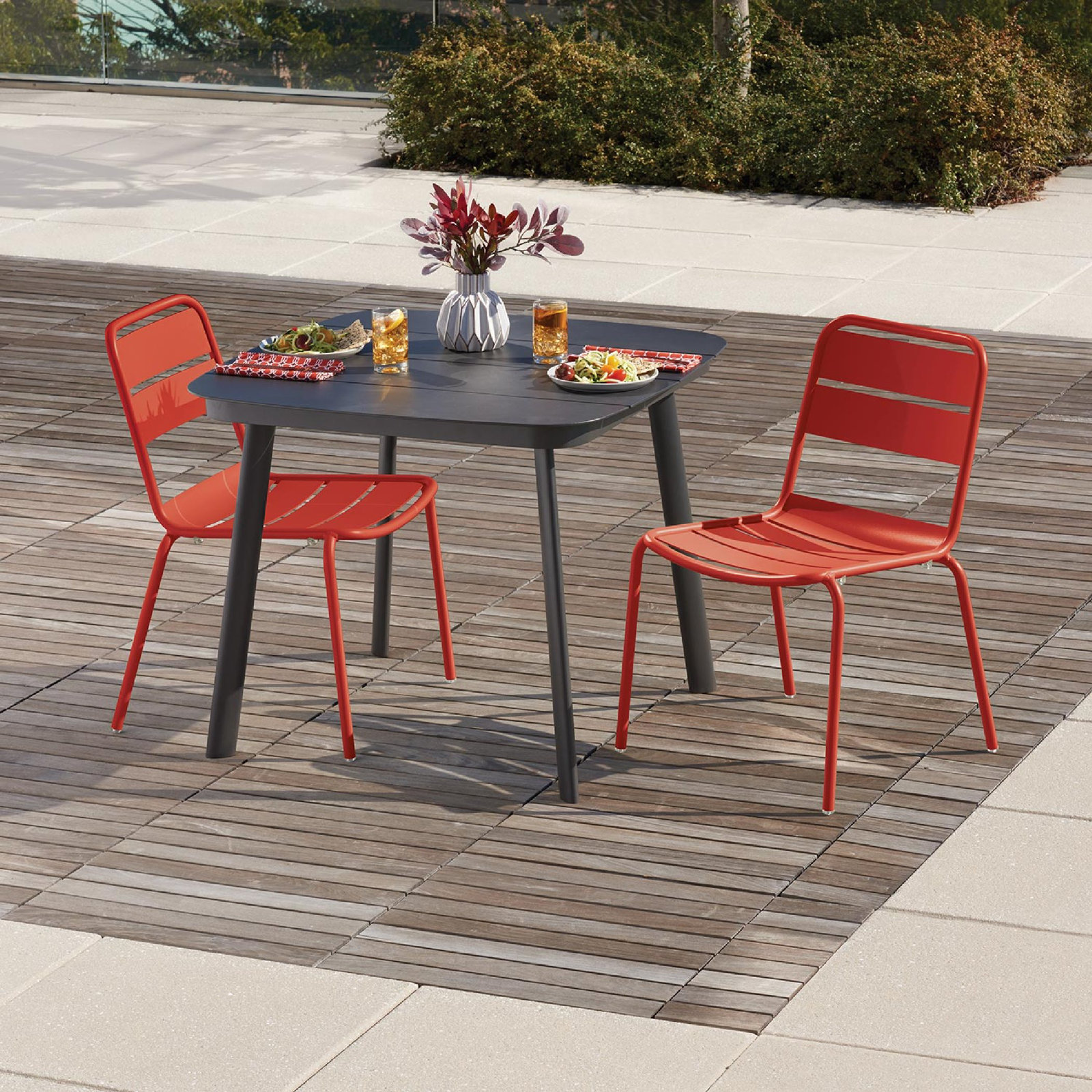 Kapri Stackable Patio Side Chair, Venitian