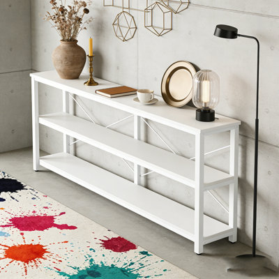 3-Tier Console Table Sofa Table with Metal Frame