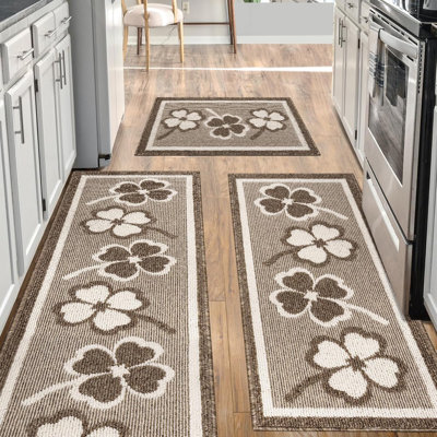 Ensemble de 3 tapis de cuisine antidérapants pour le sol, tapis de cuisine lavable, tapis de cuisine super absorbants pour la cuisine, la salle de bain, le sol, le bureau et l'évier (brun, 19,7 po x 47,2 po + 19,7 po x 31,5 po + 19,7 po) x 59 po)