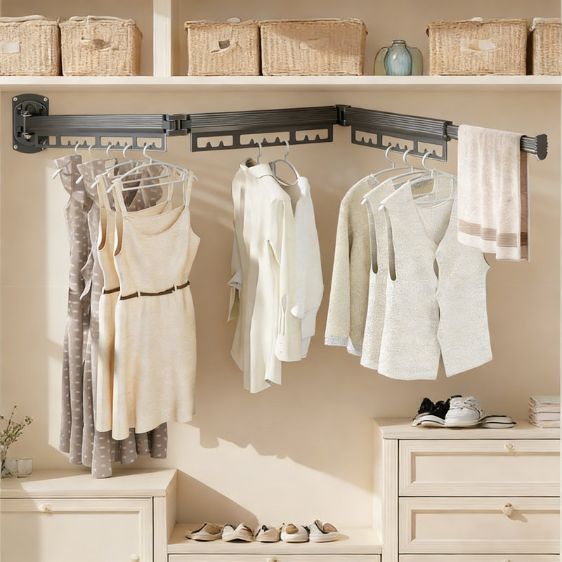 Clothes Drying Racks Wall Mounted, Foldable, Space-Saving Laundry Solution, Gray