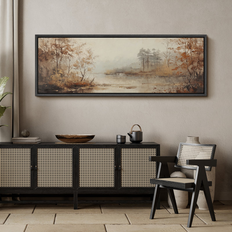 Impression sur toile, encadré campagne surdimensionné, H 20 po x l 60 po, Noir, noir, noir, noir