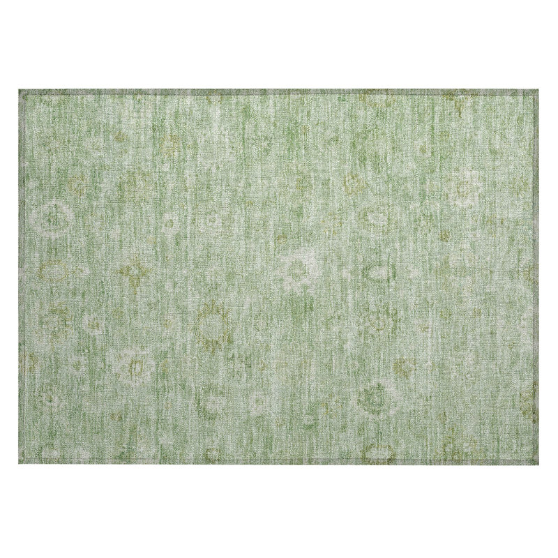 Machine Washable Indoor/Outdoor Xhevrie Aloe Rug, Rectangle 1'8" x 2'6"