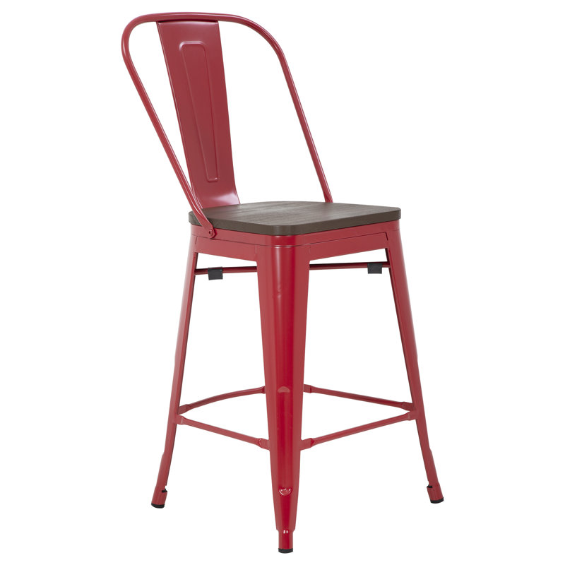 Makhzane Counter Stool with Metal Frame, Red
