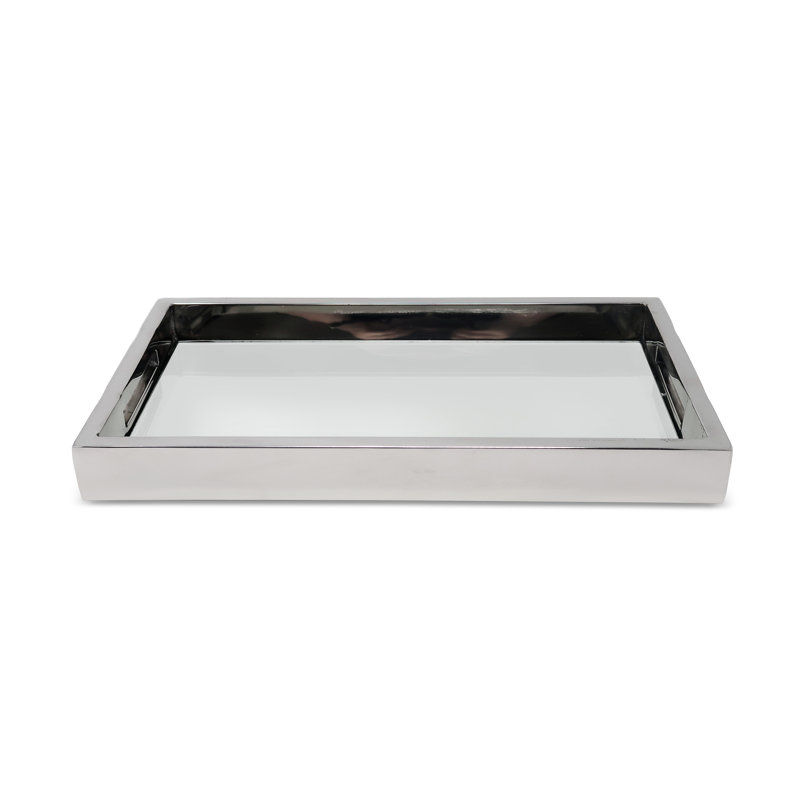 Plateau miroir rectangulaire, Argent argent,  L 12 po x l 7 po x H 1,25 po