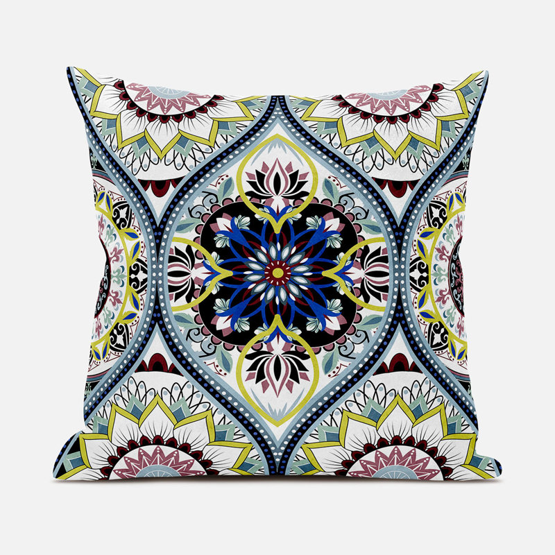 Housse et insert de coussin décoratif en polyester, 18 po x 18 po, Blanc / noir
