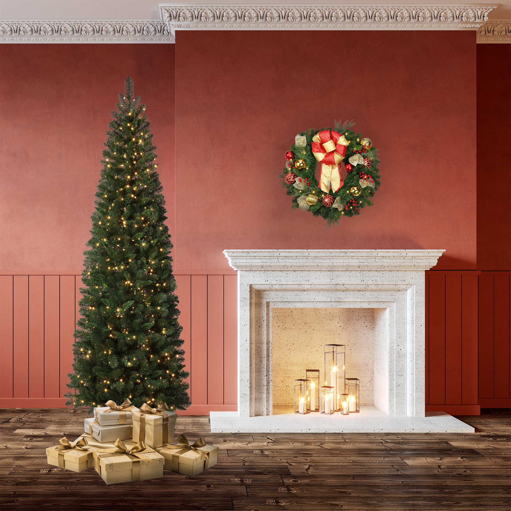 90' Lighted Artificial Spruce Christmas Tree