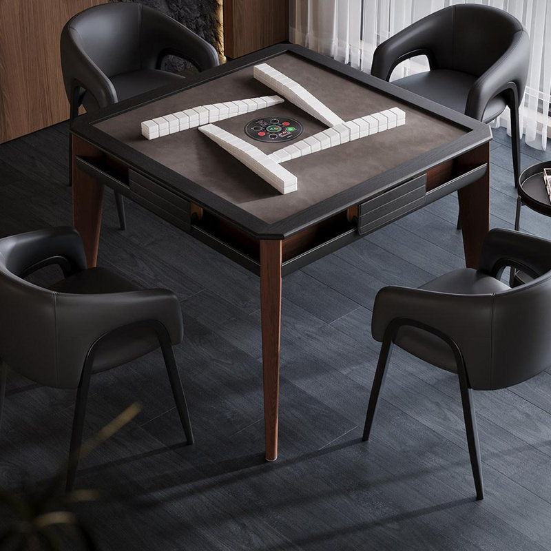 Table de salle à manger en bois de frêne rétro entièrement automatique 2 en 1