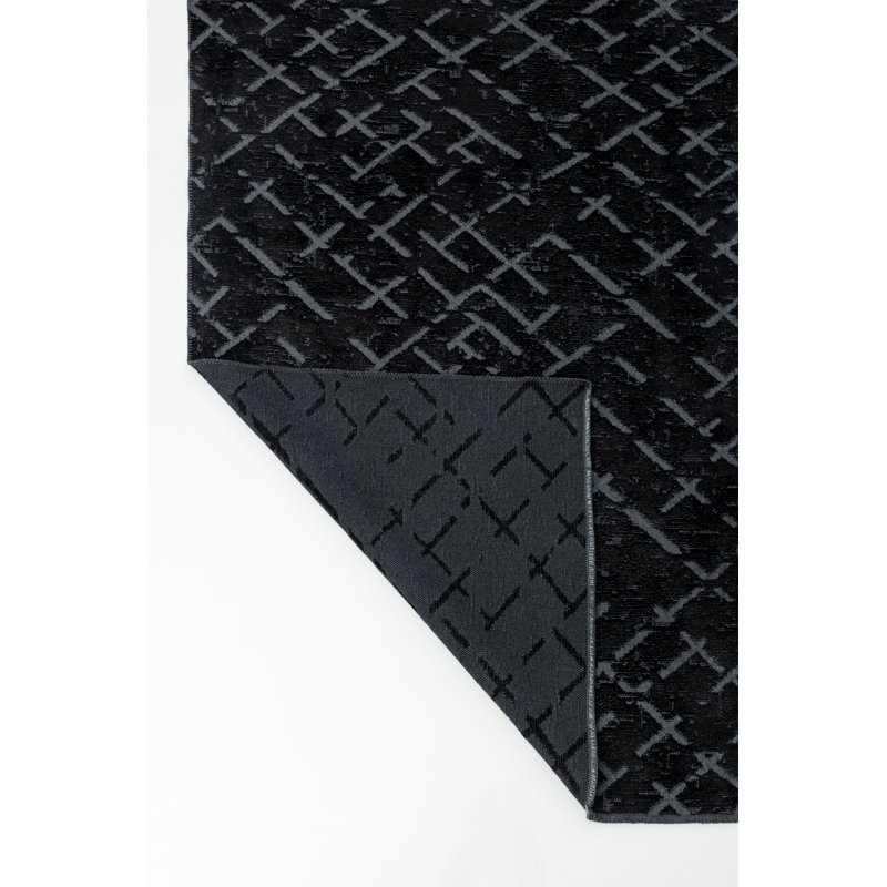 Rapture Black Abstract Luxury Area Rug, Rectangle 7'10" x 11'2"