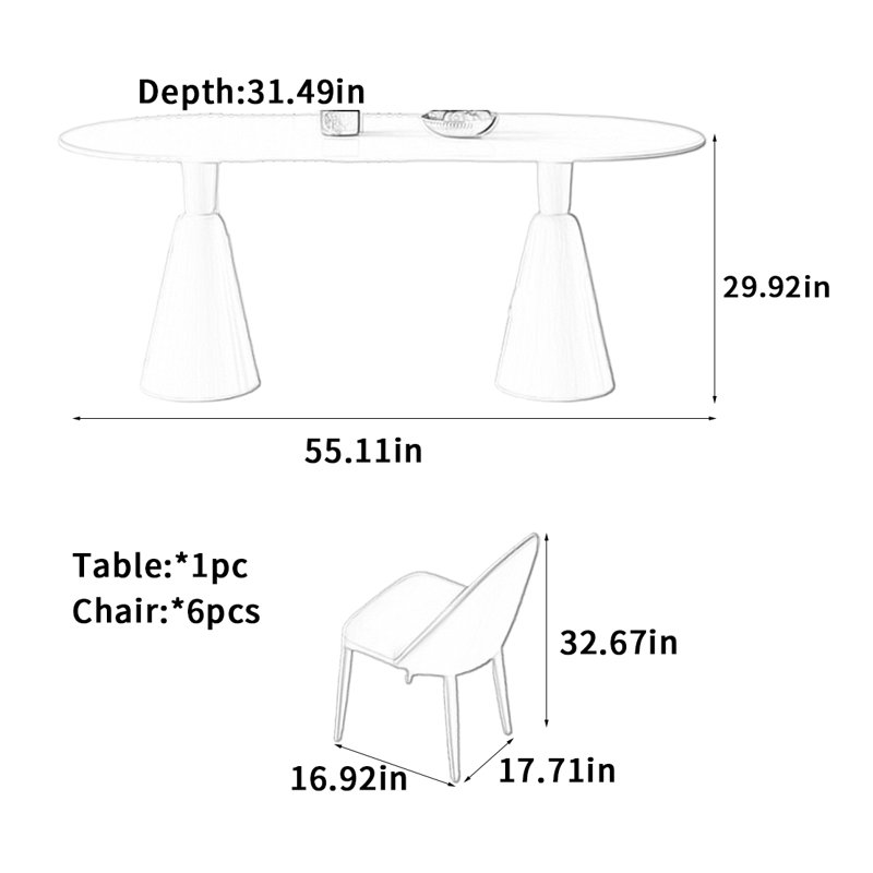 Table de salle à manger blanche, H 29,92 po x L 55,11 po x l 31,49 po