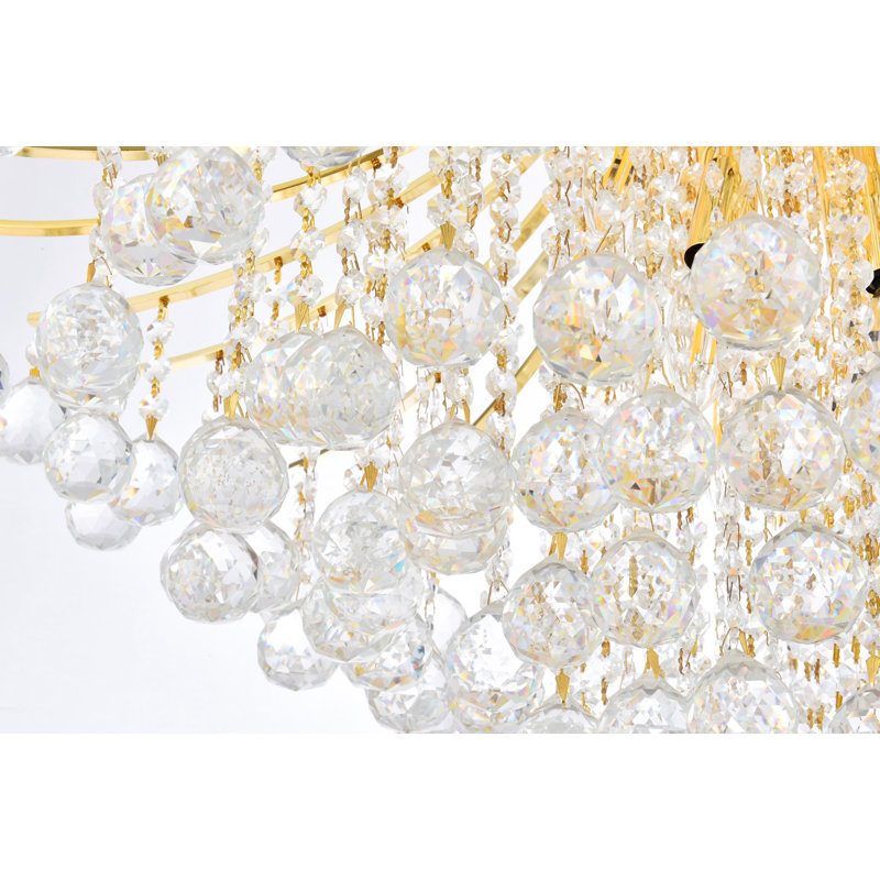 Lustre empire 15 lumières à intensité variable Stoller, H 35 po x l 31 po x P 31 po, Doré