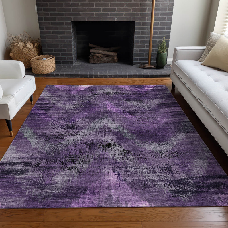 Premium Machine Washable Prisco Purple Rug, Rectangle 10' x 14'