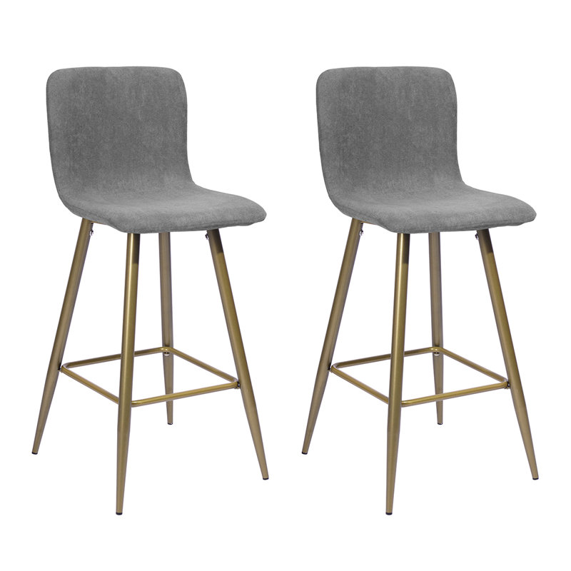 Fuhrman Upholstered Counter Stool with Metal Frame, Dark Grey