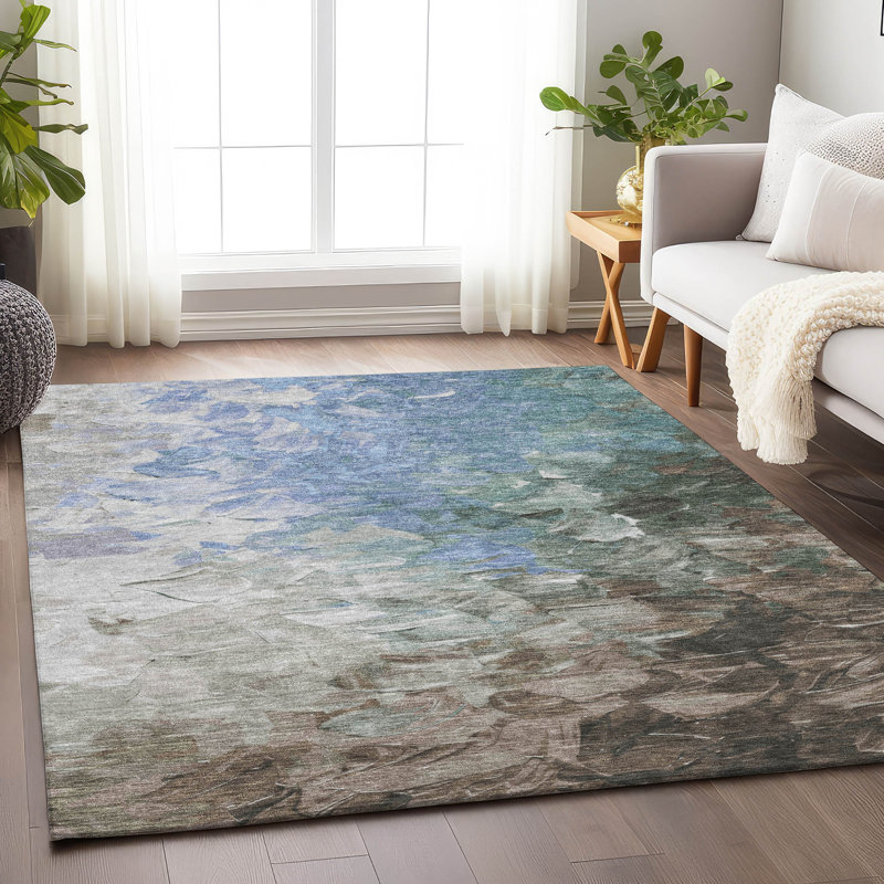 Machine Washable Indoor/Outdoor Cinead ACN1674 Denim Rug, Rectangle 2'6" x 3'10"