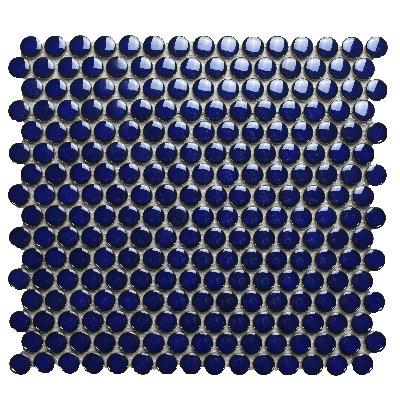 Glossy Penny Round Blue Mosaic Tile – 12x12 Wall & Floor