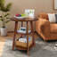 -Table de bout avec rangement, table d'appoint moderne en bois massif pour la maison