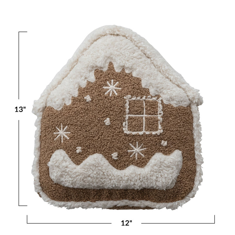 Bouclé & Sherpa Gingerbreadhouse Shaped Pillow