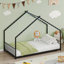 Cadre de lit simple pour enfant avec bandes lumineuses à DEL, cadre en fer en forme de toit, noir, L 78,5 po x l 40,9 po x H 58,4 po-1263473397-1263473398