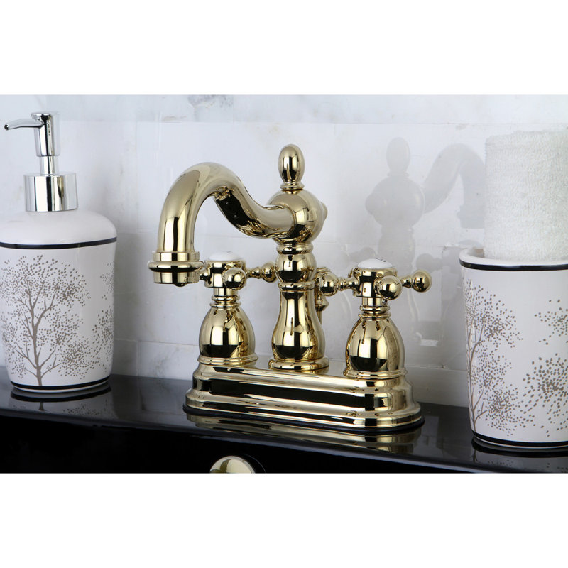 Robinet pour salle de bain avec ensemble de drain central à Heritage, Laiton poli