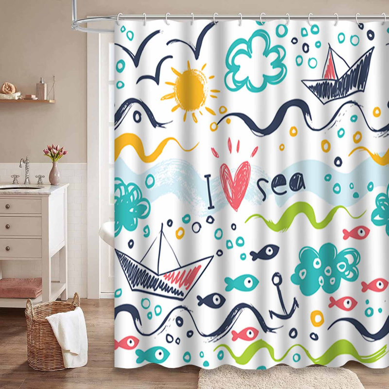 Rideau de douche imperméable à l'eau avec 12 crochets, L 72 po x l 78 po