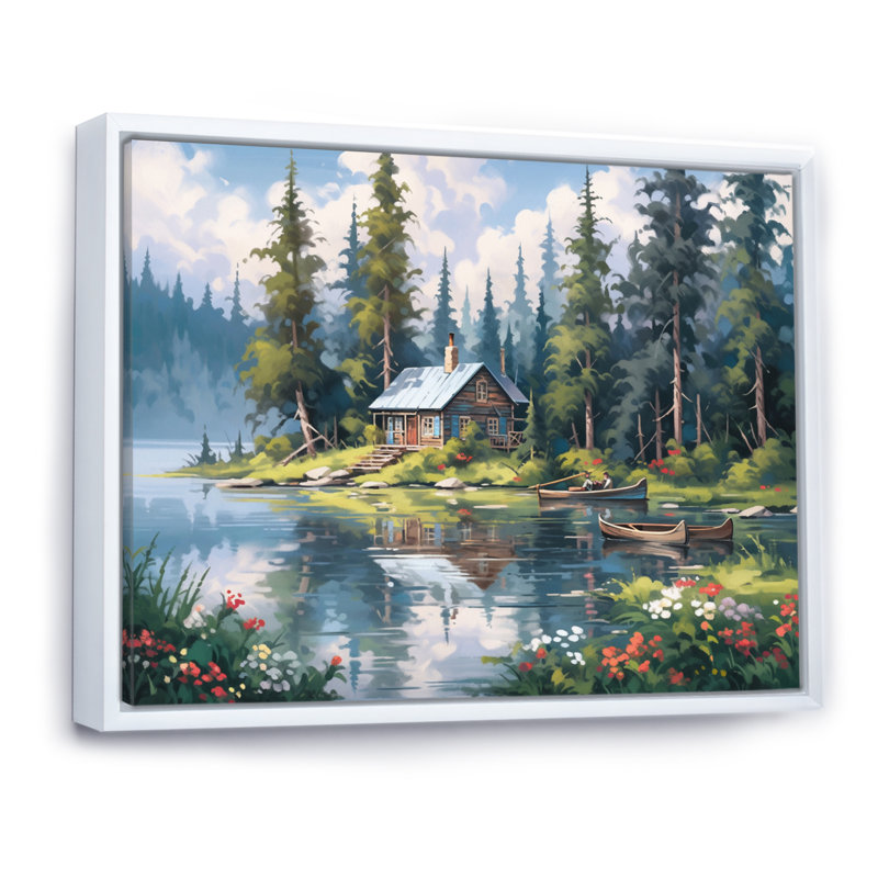 Rustic Refuge Lakehouse I sur impression sur toile, H 34 po x l 44 po x P 1,5 po, Cadre flottant blanc