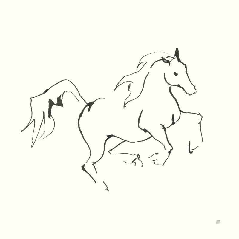 Line Horse V by Chris Paschke - Wrapped Canvas Painting, 91cm H x 91cm W