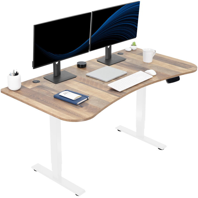 Vivo 63” X 32” Electric Height Adjustable Stand Up Desk, Reclaimed Wood , Black