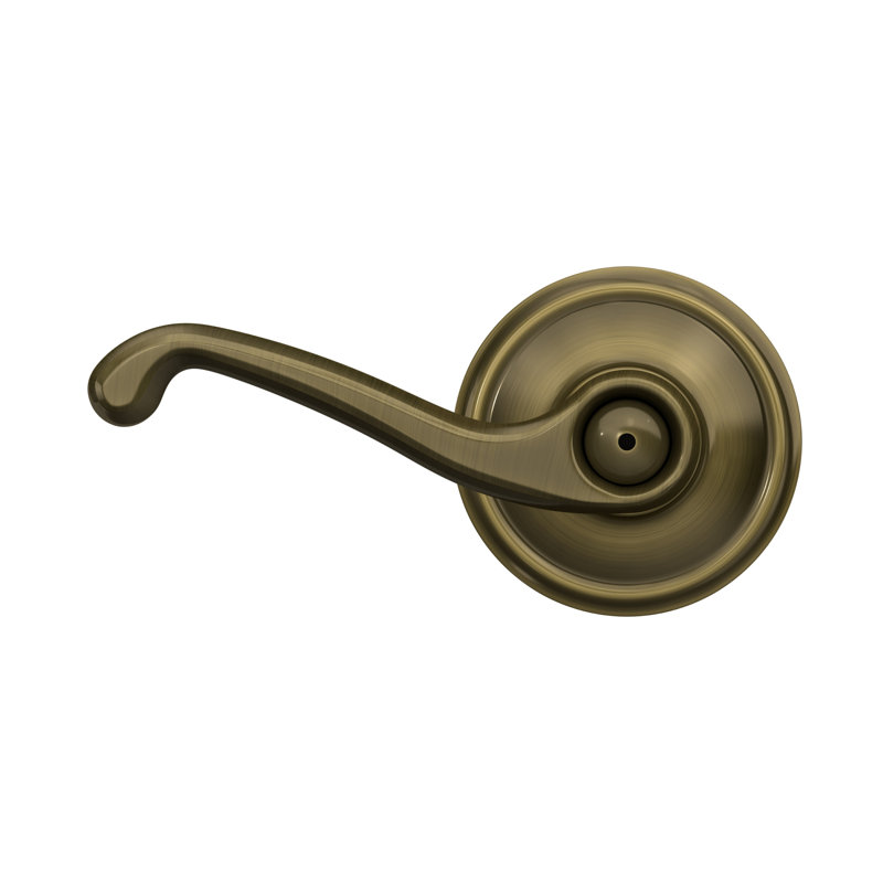 Flair Lever Bed and Bath Lock, Universal/Reversible, Antique Brass