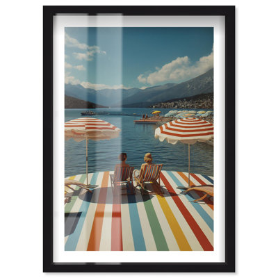 «Lakefront Leisure Shadowbox Print Vintage Art Prints» par Notoriart, cadre noir, 36 x 54