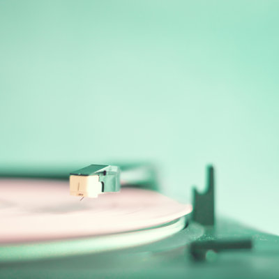 Vintage Turntable with Pink Record 1 Piece Wrapped Canvas Wall Art