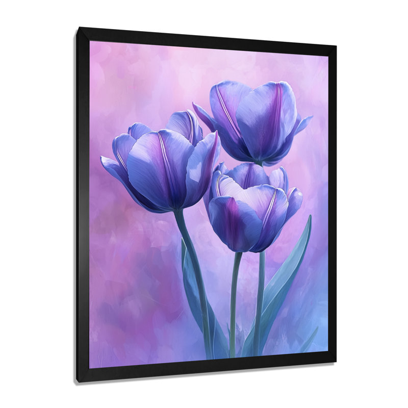 Flaton - salon d'art mural floral, H 20 po x l 12 po, Picture Framed, Noir